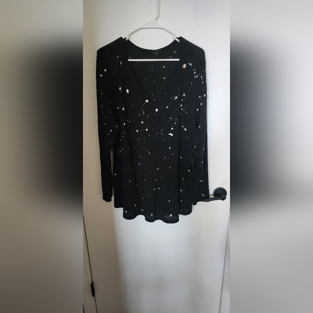 Torrid Black and White Splatter Long Sleeve Top